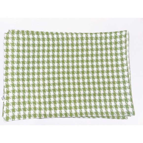 Vintage Pier 1 Green And White Houndstooth Placemats Set Of 4 Mismatched - Picture 1 of 7